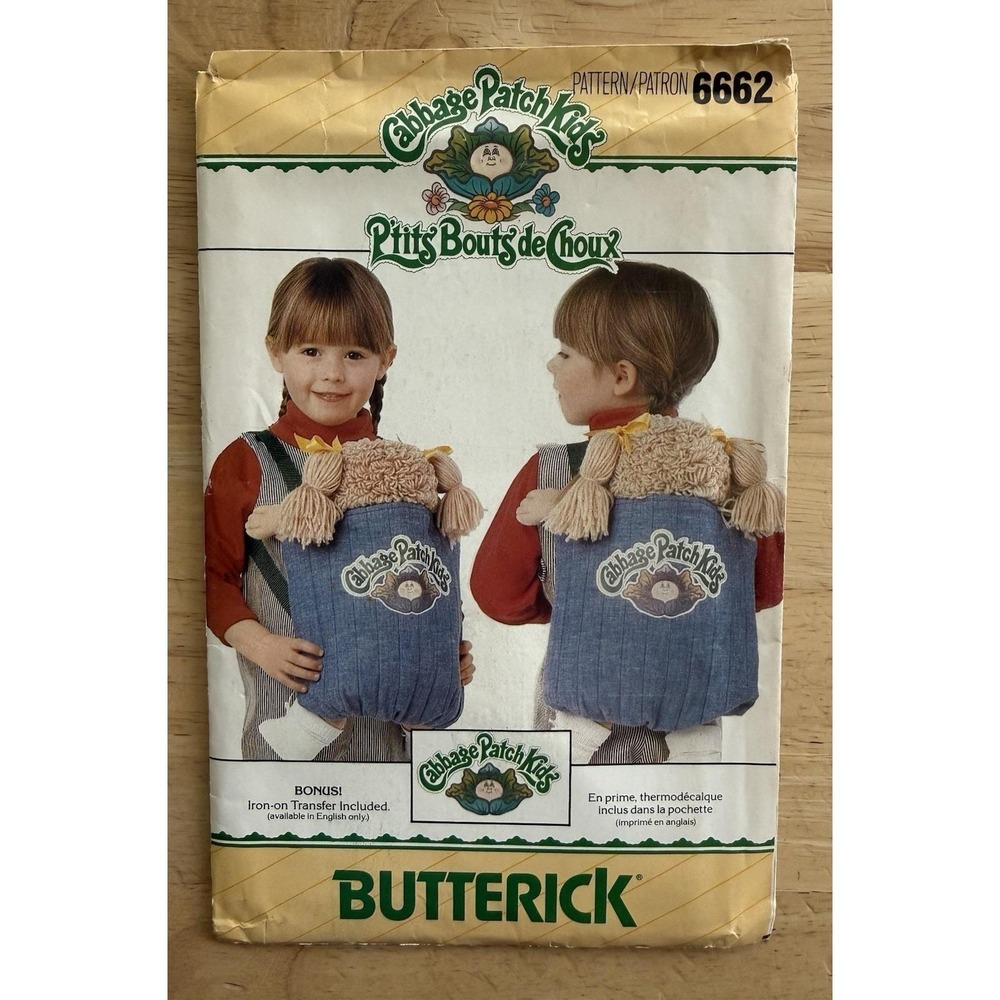 Butterick Cabbage Patch Kids 11"x11" Carrier Pattern 6662 w Iron-On Transfer